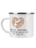 Mr. & Mrs. Panda Camping Emaille Tasse 2. Hochzeitstag Baumwollh... in Weiß