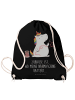 Mr. & Mrs. Panda Sportbeutel Einhorn Näherin mit Spruch in Schwarz