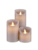 Butlers LED Kerzen-Set GLOWING FLAME 3-tlg. in Grau