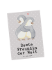 Mr. & Mrs. Panda Postkarte Pinguin Beste Freundin der Welt mit S... in Grau Pastell