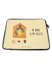 Mr. & Mrs. Panda Laptop Tasche Vogel Haus mit Spruch in Gelb Pastell