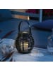 MARELIDA LED Solar Laterne mit LED Kerze in Rattan Korboptik H: 15cm in schwarz