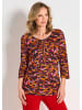 GOLDNER Kurzgröße:  Florales Viskoseshirt mit Rundhals in rot / gemustert