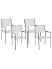 Beliani 4er-Set Esszimmerstuhl GROSSETO in Weiß/Silber/Braun