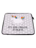 Mr. & Mrs. Panda Notebook Tasche Einhorn Happy mit Spruch in Grau Pastell