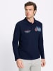 WITT WEIDEN Langarm-Poloshirt in marine-bedruckt
