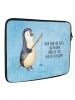 Mr. & Mrs. Panda Notebook Tasche Pinguin Angler mit Spruch in Eisblau