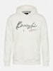 KOROSHI Känguru mit Basic-Print Baumwoll-Hoodie in weiß