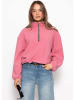 SASSYCLASSY Oversize Fleece Sweatshirt mit Reißverschluss in Rosa