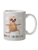 Mr. & Mrs. Panda Tasse Faultier Yoga mit Spruch in Grau Pastell