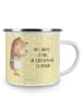 Mr. & Mrs. Panda Camping Emaille Tasse Igel Wein mit Spruch in Gelb Pastell