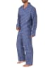 NORMANN Flanell Pyjama Schlafanzug zum durchknöpfen - 70114 in blau