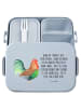 Mr. & Mrs. Panda Bento Box Hahn Korn Motiv mit Spruch in Blau Pastell