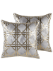 Beliani 2er-Set Dekokissen CASSIA in Grau/Gold