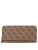 Guess Brenton SLG Large Zip Around - Geldbörse 12cc 21 cm (coal logo) in latte logo
