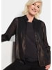 GOLDNER Kurzgröße:  Edle Metallic-Bluse mit Hemdkragen in schwarz / gemustert