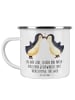Mr. & Mrs. Panda Camping Emaille Tasse 1. Hochzeitstag Papierhoc... in Weiß