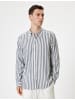KOTON Shirt in Marineblau Gestreift