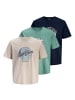 Jack and Jones 3er Pack T-Shirts Honolulu Shape Tee SS Crew Neck in Mehrfarbig