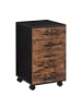 relaxdays Rollcontainer in Schwarz/ Braun - (B)40 x (H)69 x (T)40 cm