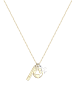 Elli Halskette 925 Sterling Silber Bi Color_Tri Color, Flugzeug, Travel-Schriftzug, Weltkugel in Gold