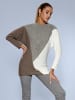 creation L Modal-Viskose-Mix-Pullover in steingrau-ecru-gemustert