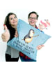 Mr. & Mrs. Panda Kissen Pinguin Angler mit Spruch in Eisblau