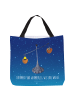 Mr. & Mrs. Panda Strandtasche Sternzeichen Waage mit Spruch in Sternenhimmel Blau
