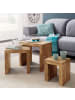 KADIMA DESIGN 3er Set Satztisch MUMBAI Massiv-Holz Wohnzimmer-Tisch in Akazie