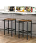 home24 home24 Barhocker 2er-Set aus Metall in Eiche Rustikal Dekor / Schwarz - 30.0 x 40.0 x 65.0 cm in Eiche Rustikal Dekor / Schwarz