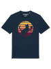 wat? Apparel T-Shirt Sunset Katze & Rotwein in Dunkelblau