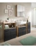 Inn.Furn Badmöbel-Set 4-teilig schwarz matt, Eiche Nox, Badezimmer 180 cm, viel Stauraum