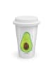 Mr. & Mrs. Panda Kaffeebecher To Go Avocado Glücklich ohne Spruch in Weiß