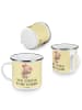 Mr. & Mrs. Panda Camping Emaille Tasse Tante Zuckersüß mit Spruch in Gelb Pastell