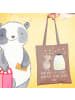 Mr. & Mrs. Panda Tote Bag Angst überwinden mit Spruch in Braun Pastell