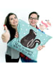 Mr. & Mrs. Panda Zierkissen Stinktier Sitzen mit Spruch in Türkis Pastell