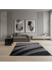 KADIMA DESIGN Teppich Kurzflor Abstrakt Wellen Polypropylen saugroboter Wohnzimmer in Schwarz