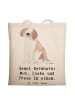 Mr. & Mrs. Panda Tasche Sankt Bernhard mit Spruch in Creme