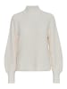 b.young Grobstrick Pullover mit Ballonärmeln Sweater mit Kragen in Weiß