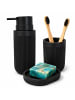 relaxdays 3-tlg. Bad Accessoires in Schwarz