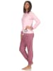 NORMANN Frottee Pyjama langarm Schlafanzug Bündchen und Pinguin - 49862 in rosa