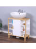 relaxdays Waschbeckenunterschrank in Weiß/ Natur - (B)64 x (H)65 x (T)31 cm