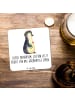 Mr. & Mrs. Panda Bierdeckel Pinguin Blumen mit Spruch in Weiß