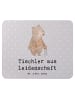 Mr. & Mrs. Panda Mouse Pad Tischler Leidenschaft mit Spruch in Grau Pastell
