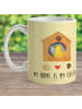 Mr. & Mrs. Panda Kaffeetasse Vogel Haus mit Spruch in Gelb Pastell