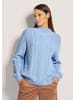 MADELEINE Stehkragen-Pullover mit Zopfmuster in bleu