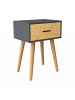 VCM  Nachttisch mit Schublade 45x30x56 cm Singol L in Anthrazit  / Honig-Eiche