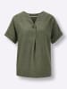 creation L Leinen-Bluse in khaki-meliert