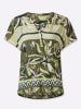 Heine Druckbluse in khaki-pistazie-bedruckt
