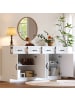 ABRIHOME Sideboard in Weiß 160x40x80 cm mit 4 Türen 4 Schubladen Geriffeltem Design